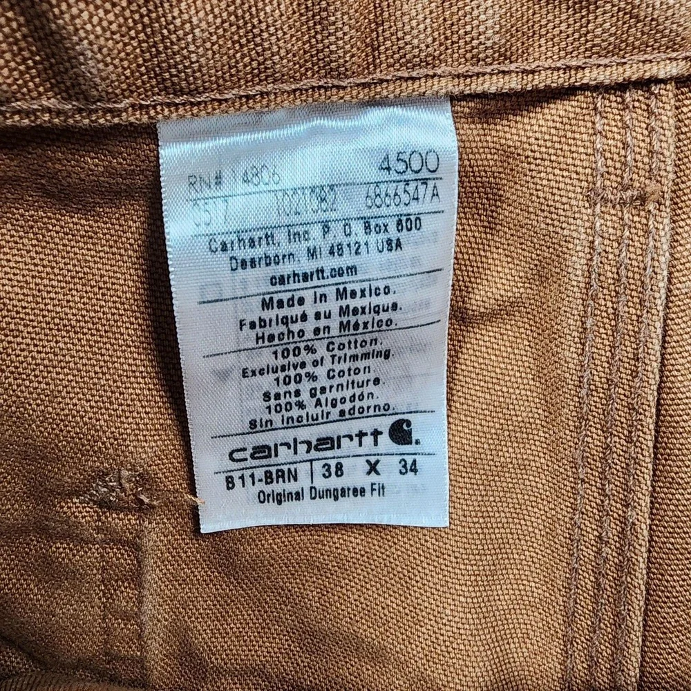 Carhartt B11 Jeans Mens 38x34 (Fits 36x33) Canvas Carpenter Dungaree Fit Work